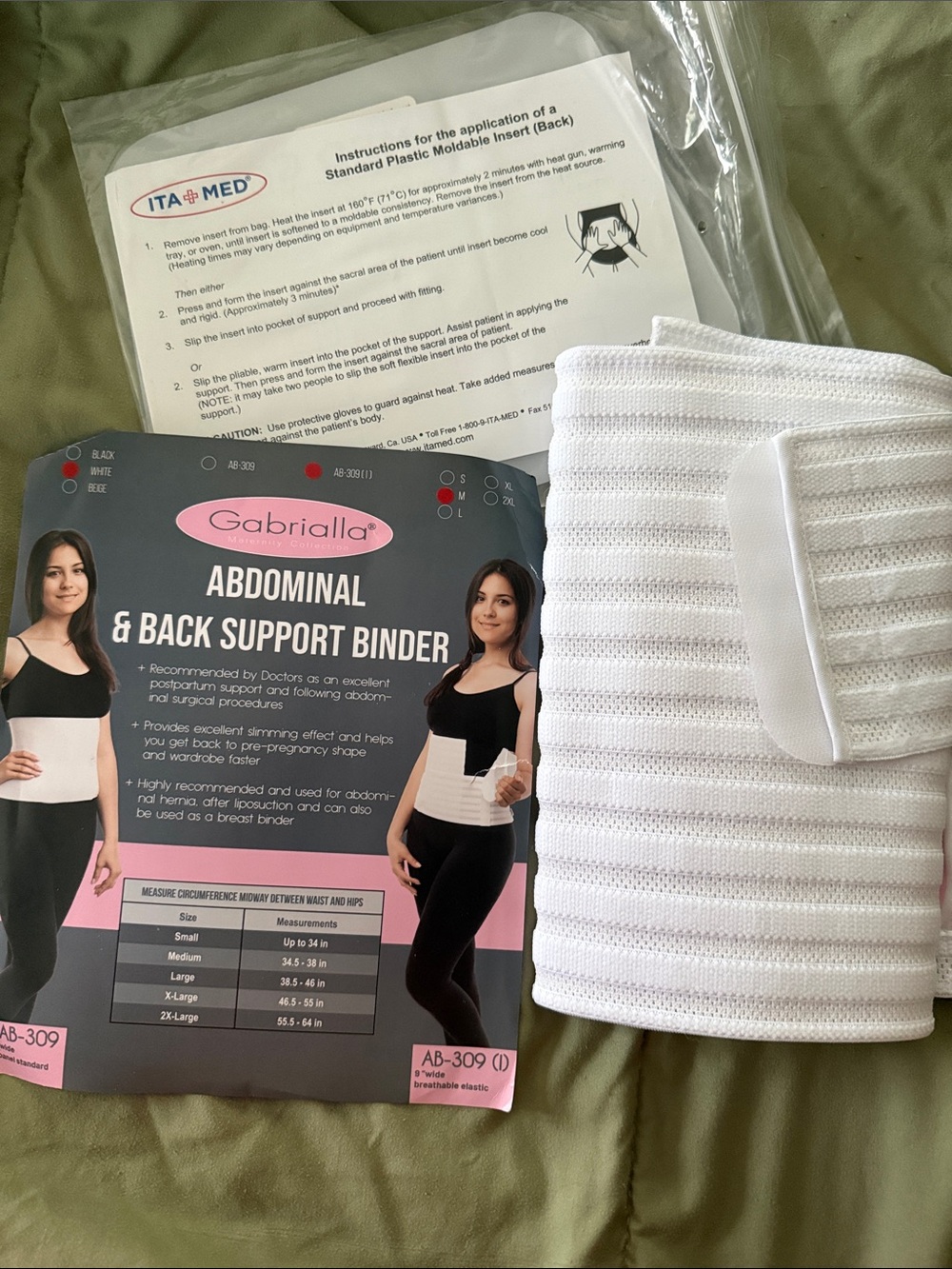 White Abdominal & Back Support Binder